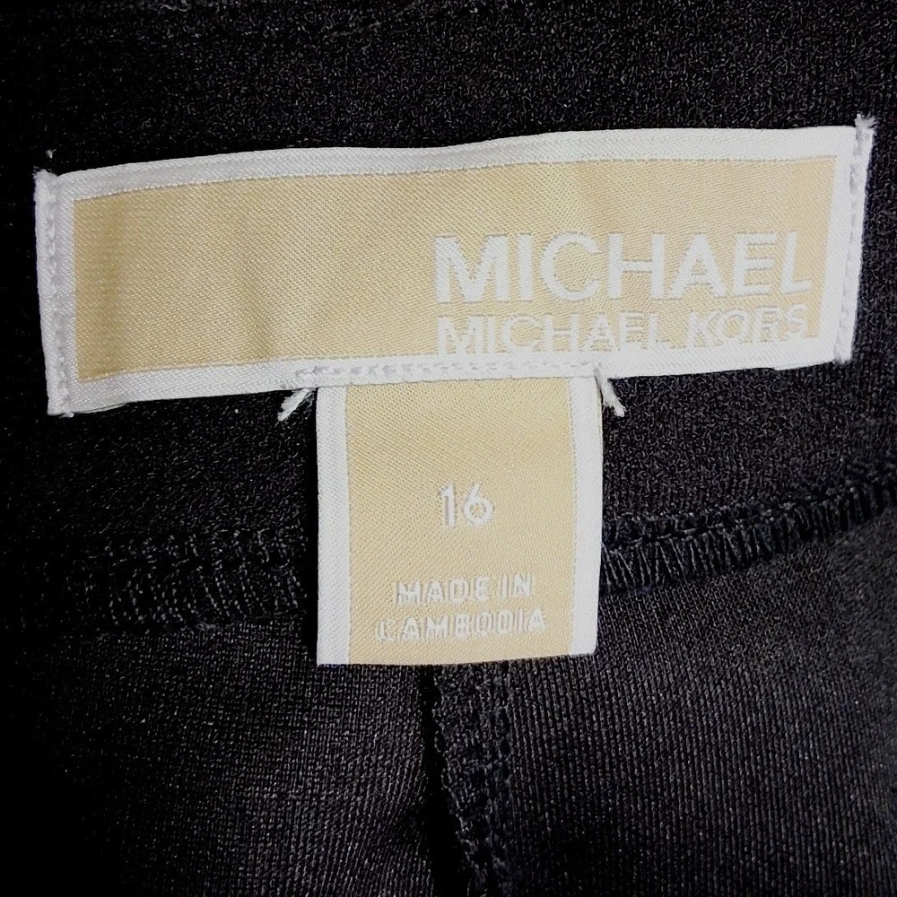 Michael Kors Black Belted Straight Leg Trousers Size 16 Wide Leg Relaxed Fit
